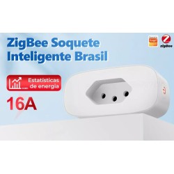 Tomada Inteligente ZigBee Tuya 16A Soquete sem fio Timing Plug 16A Mon