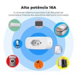 Tomada Inteligente ZigBee Tuya 16A Soquete sem fio Timing Plug 16A Mon